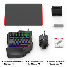 Load image into Gallery viewer, 5in1 Mobile Game Converter Keyboard Mouse Gaming Set for PUBG Wired RGB Backlit Keyboard with Phone Holder for Gamer Accessories