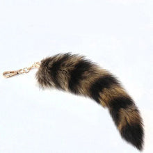 Load image into Gallery viewer, Plush-Fox Tail Keychain Furry Racoon Tail Keyring Keychain 28cm Animal Tail Key-Pendant Pompoms Keyring Holder Bag-Decor
