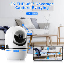 Load image into Gallery viewer, WESECUU Wifi IP Camera 360° Full Coverage PTZ Security Camera 1080P Auto Tracking Wireless Surveillance Night Vision Mini Camera