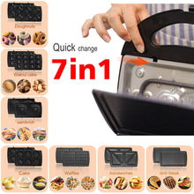 Load image into Gallery viewer, Electric Waffle Maker 7 In 1 Grill Sandwich Cake Donut Walnut Panini Plate Cooking Kitchen Appliances Toaster Breakfast Machine