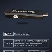 Load image into Gallery viewer, New GD10 Game Stick 128g 4k HD Video Game Console Dual Wireless 2.4g Controller Retro Console 10000+ Game for PSP