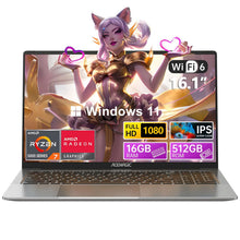 Load image into Gallery viewer, ACEMAGIC Gaming Notebook AMD Ryzen 7 5700U(Beat i7-1265U)Backlit Laptop Keyboard RAM 16GB NVME SSD 512GB 16.1" Full HD 1920x1080