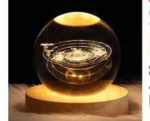 Load image into Gallery viewer, Kids LED Crystal Ball Lamp – 3D Moon & Galaxy Table Decor Toy