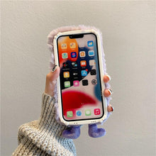 Load image into Gallery viewer, 3D Cute Hairy Fluffy Fur Plush Winter Warm Phone Case For iPhone 14 13 12 11 Pro Max Plus Soft Cartoon Back Cover Cute Fuzzy Furry Case Fashion Luxury Case