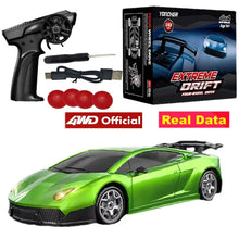 Load image into Gallery viewer, 4WD RC Drift Racing Car - 1/43 Mini High-Speed Electric Car with Gyroscope, Realistic Lights, Remote Control Toy for Kids & Adults