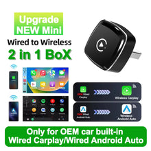 Load image into Gallery viewer, NEW 2in1 Wireless CarPlay AI Mini Android Auto Box Plug&Play Automatic Connection Compatible with 99% of Cars For Car Radio
