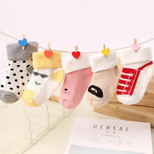 Load image into Gallery viewer, 5 Pairs Baby Socks Warm Cartoon Floor Socks for Newborn Toddlers