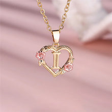 Load image into Gallery viewer, Female A-Z Letter Flower Pendant Necklace Yellow Gold Color Wedding Jewelry Gift For Women