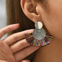 Load image into Gallery viewer, Bohemian Tassel Earrings – White Fringe Dangle Statement Jewelry for Women