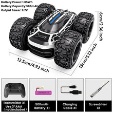 Load image into Gallery viewer, RC Stunt Car with LED Lights - 360° Rotating Double-Sided Remote Control Car for Kids, 2.4GHz, Black