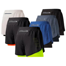 Load image into Gallery viewer, Men’s 2-in-1 Running Shorts – Quick-Dry Double Layer Gym Shorts for Training, Workout & Bodybuilding (Black)