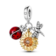 Load image into Gallery viewer, 925 Sterling Silver Pink Butterfly & Luminous Firefly Charm – Dangle Bead for Bracelet or Necklace | Elegant DIY Jewelry Gift for Women