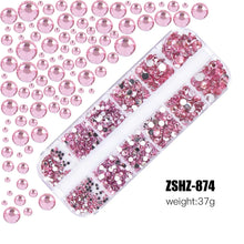 Load image into Gallery viewer, 2400+ Shiny Clear Crystal Nail Rhinestones - Mixed Sizes & Shapes Flatback Gems