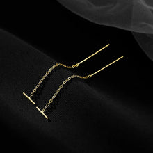 Load image into Gallery viewer, Geometric Square Tassel Drop Earrings – Gold Korean Fashion Jewelry