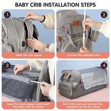 将图片加载到图库查看器,3 in 1 Diaper Bag Backpack with Foldable Baby Bed & USB