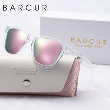 将图片加载到图库查看器,BARCUR Fashion Energetic Polarized Sunglasses for Women – Transparent Lightweight PC Frame Oval UV400 Protection Ladies Holiday Sun Glasses with Stylish Mirror Lens and Elegant White Gift Box – Perfect for Travel Beach & Summer Outings