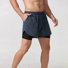 Load image into Gallery viewer, Men’s 2-in-1 Running Shorts – Quick-Dry Double Layer Gym Shorts for Training, Workout & Bodybuilding (Black)