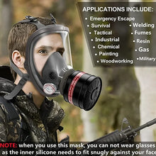 Load image into Gallery viewer, Full face respirator - mask with 40 mm gas filter canister for industrial gases, chemical, polishing, welding, spraying Gas mask