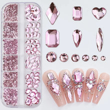 Load image into Gallery viewer, 180pcs AB Flatback Glass Nail Rhinestones - Multi-Shape Gems for DIY Nail Art