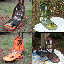 Load image into Gallery viewer, 7pcs Camping Kitchen Utensil Set with Carrying Bag BBQ Beach Hiking Travel Organizer Storage Pack Cook Gadgets Equipment Gear