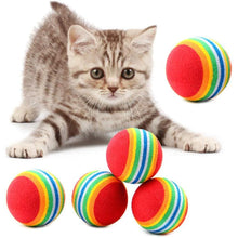 将图片加载到图库查看器,10pcs Cat Toy Balls Interactive for Indoor Cat Red Rainbow Soft Foam Puppies Toy Balls Activity Chase Quiet Play Sponge Ball Toy Balls for Dog Puppies Kittens