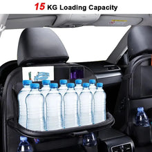 Load image into Gallery viewer, Car Seat Back Organizer with Foldable Table Tray – PU Leather Storage