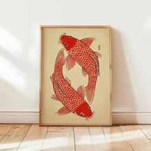Load image into Gallery viewer, Japanese Red Koi Fish Canvas Wall Art Minimalist Poster