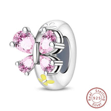 将图片加载到图库查看器,100% 925 Sterling Silver Rainbow Zircon Butterfly Dragon Silicone Stopper Charms - Colorful Beads for DIY Bracelets, Customizable Jewelry for All Occasions