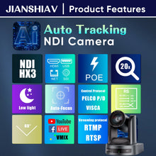 Load image into Gallery viewer, NDI/SDI 4K PTZ Camera 10X 20X zoom Video Conference Live Streaming HDMI USB IP POE 1080P for Church NetMeeting Broadcast Youtube