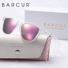 将图片加载到图库查看器,BARCUR Fashion Energetic Polarized Sunglasses for Women – Transparent Lightweight PC Frame Oval UV400 Protection Ladies Holiday Sun Glasses with Stylish Mirror Lens and Elegant White Gift Box – Perfect for Travel Beach & Summer Outings