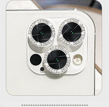 将图片加载到图库查看器,Glitter Diamond Rhinestones Metal Ring Camera Tempered Glass For iPhone 11 12 13 14 Pro Max Mini Plus Lens Protector Full Cover 9H Tempered Glass Camera Lens Protector Metal Single Ring Full Coverage Camera Lens Protector