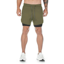 Load image into Gallery viewer, Men’s 2-in-1 Camo Running Shorts — Quick-Dry Gym Fitness Training Shorts with Inner Compression Layer for Summer Workouts