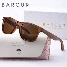 将图片加载到图库查看器,BARCUR Natural Wood Polarized PC Oval Women’s Sunglasses Dark Luxury Texture Wooden Mirror Legs UVA/UVB Protection Stylish Fashion Women's Sunglasses for Summer