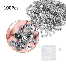 Load image into Gallery viewer, 120Pcs Waxed Cotton Candle Wicks with Metal Stand β Smokeless Pre-Waxed Wick Set for DIY Candle Making, Soy & Paraffin Wax Supplies