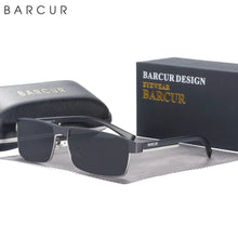 Load image into Gallery viewer, BARCUR Sunglasses Men’s Original Rectangle Fashionable Business Sunglasses – Polarized UV400 Protection for Driving Hiking Sports and Casual Wear – Trendy Fashion Shades Oculos De Sol with Anti-Reflective TAC Lenses