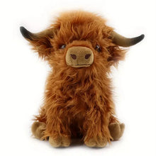 Load image into Gallery viewer, 30cm Simulation Kyloe Cream Highland Cow Animal Plush Doll Soft Stuffed Highland Cow Cattlle Plushie Gift for Kids Boys Girls