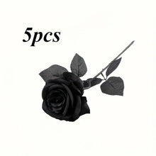 Load image into Gallery viewer, Artificial Black Roses Fake Flowers, Long Stem, with No Container, for Halloween, Home Decor, Wedding Party, Tabletop