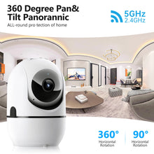 Load image into Gallery viewer, WESECUU Wifi IP Camera 360° Full Coverage PTZ Security Camera 1080P Auto Tracking Wireless Surveillance Night Vision Mini Camera