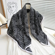 Load image into Gallery viewer, 90x90cm Square Silk-Feel Scarf – Luxury Women’s Shawl & Head Wrap