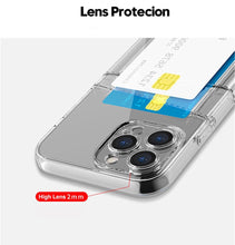 Load image into Gallery viewer, Transparent Shockproof Dual Card Slot Holder Phone Case For iPhone 13 12 11 Pro Max XR X XS Max 7 8 Plus 14Pro Wallet Transparent Soft Cover Card Storage Bumper Case For iPhone