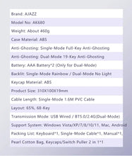 Load image into Gallery viewer, AJAZZ AK680 Mechanical Keyboard ABS Keycap 68 Keys Wired Wireless Bluetooth Gamer Keyboard Hot Swap Custom Gasket for Pc Laptop