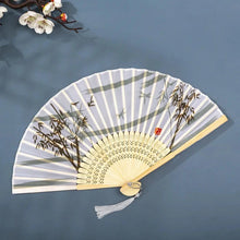 Load image into Gallery viewer, Hand Fan Foldable Silk Fan Noodles Bamboo Fan Bones Halloween Cosplay Prop Christmas Wedding Decoration Party Gifts Art Crafts