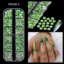 Load image into Gallery viewer, 12 Grids Mixed Nail Rhinestones - SS6-SS30 Flat-Back Glass Gems for Nail Art