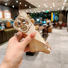 Load image into Gallery viewer, Luxury Mini Heart Shaped Love Bracelet Strap Phone Case Case with Chain Luxury Sparkle Love-Hearts Case with Strap Bracelet Slim Soft Protective Girly Cover For iPhone 11 12 13 14 Pro Max X XR XS Nice Heart Frame On 7 8 Plus SE Chain Phone Cover