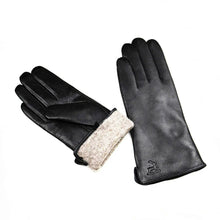 Load image into Gallery viewer, Goatskin Deerskin Grain Leather Gloves Women's Fashion Simple Style Velvet Lining Autumn Winter Warm Motorcycle Riding Glove