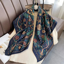 Load image into Gallery viewer, 90x90cm Square Silk-Feel Scarf – Luxury Women’s Shawl & Head Wrap