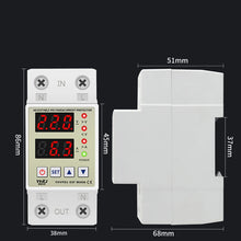 Load image into Gallery viewer, Din Rail Adjustable Over Voltage Current and Under Voltage Protector 40A 63A 220V 230V Surge Protector Relay Current Protection