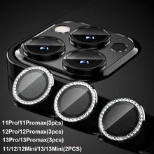Load image into Gallery viewer, Diamond Camera Case For iPhone 14 13 Pro Max 12 Pro Max Camera Lens Protector Cover For iPhone11 Pro 12Pro Tempered Glass HD Clear Tempered Glass Camera Protector