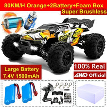Load image into Gallery viewer, 4WD RC Off-Road Car - 1:16 High-Speed Brushless Truck, 50-80KM/H, 4x4 Drift Racing Toy for Kids & Adults