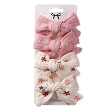 Load image into Gallery viewer, 4Pcs Baby Bows Hair Clips Cotton Linen Hairpins for Girls